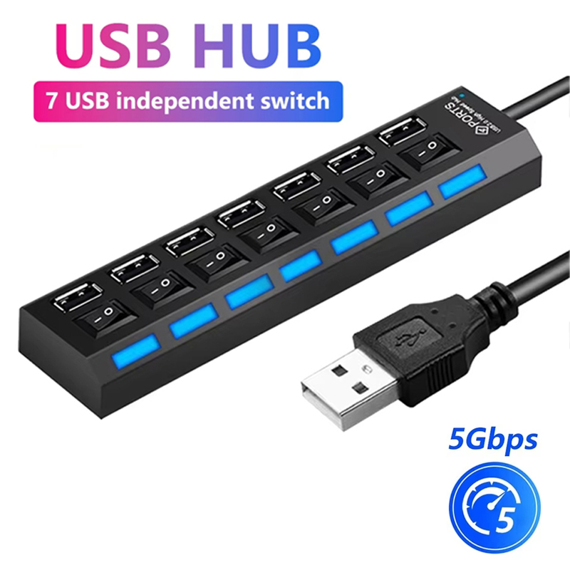Tablet Computer Accessories - 7 Port USB 2.0 Hub Splitter